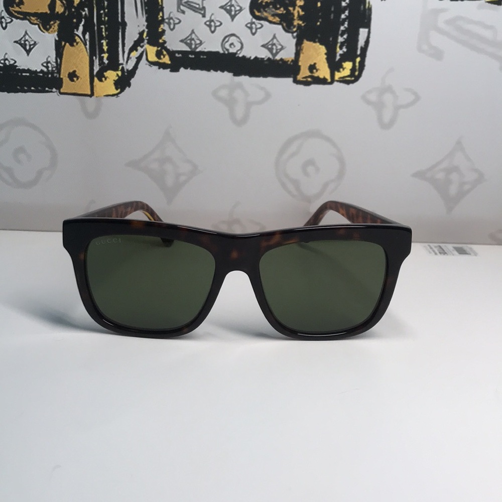 Gucci Tortoise Shell Sunglasses with Green Lenses GG0158SN 002 - Picture 11 of 14
